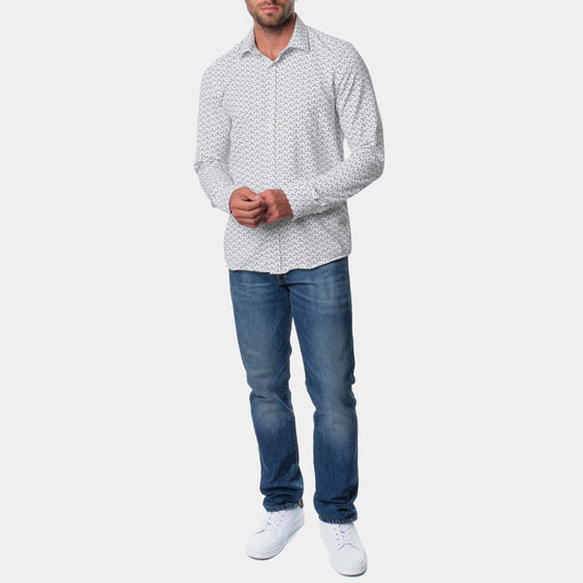 Camicia stampata grigia da uomo