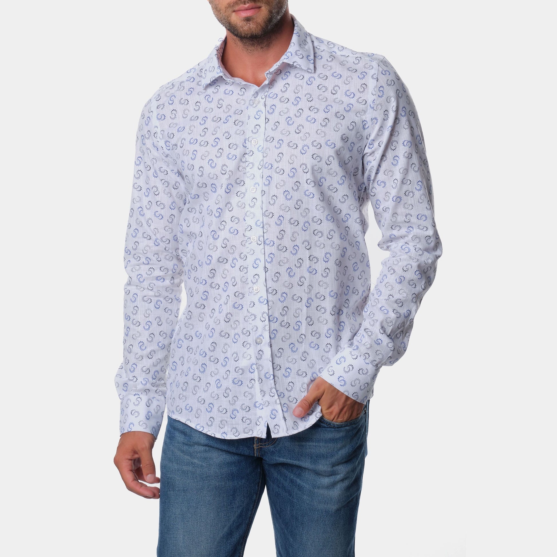 Camicia stampata in cotone da uomo