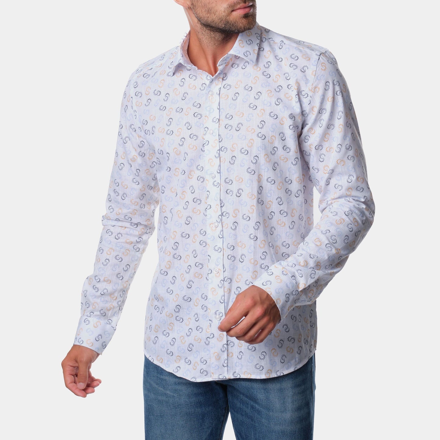 Camicia stampata in cotone da uomo
