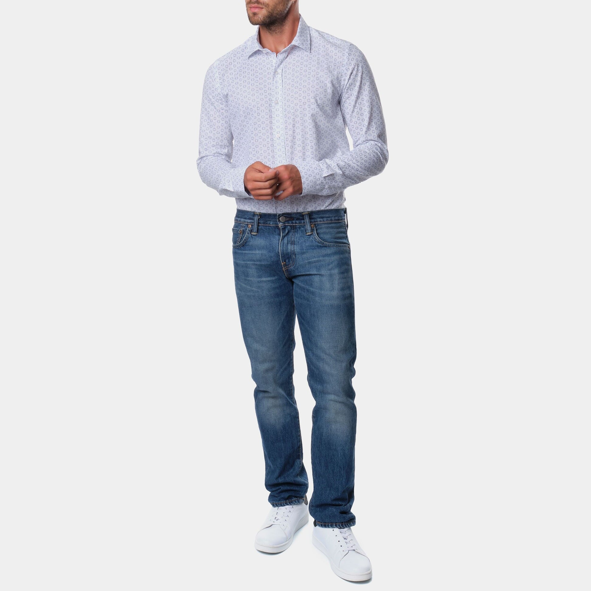 Camicia stampata in cotone da uomo