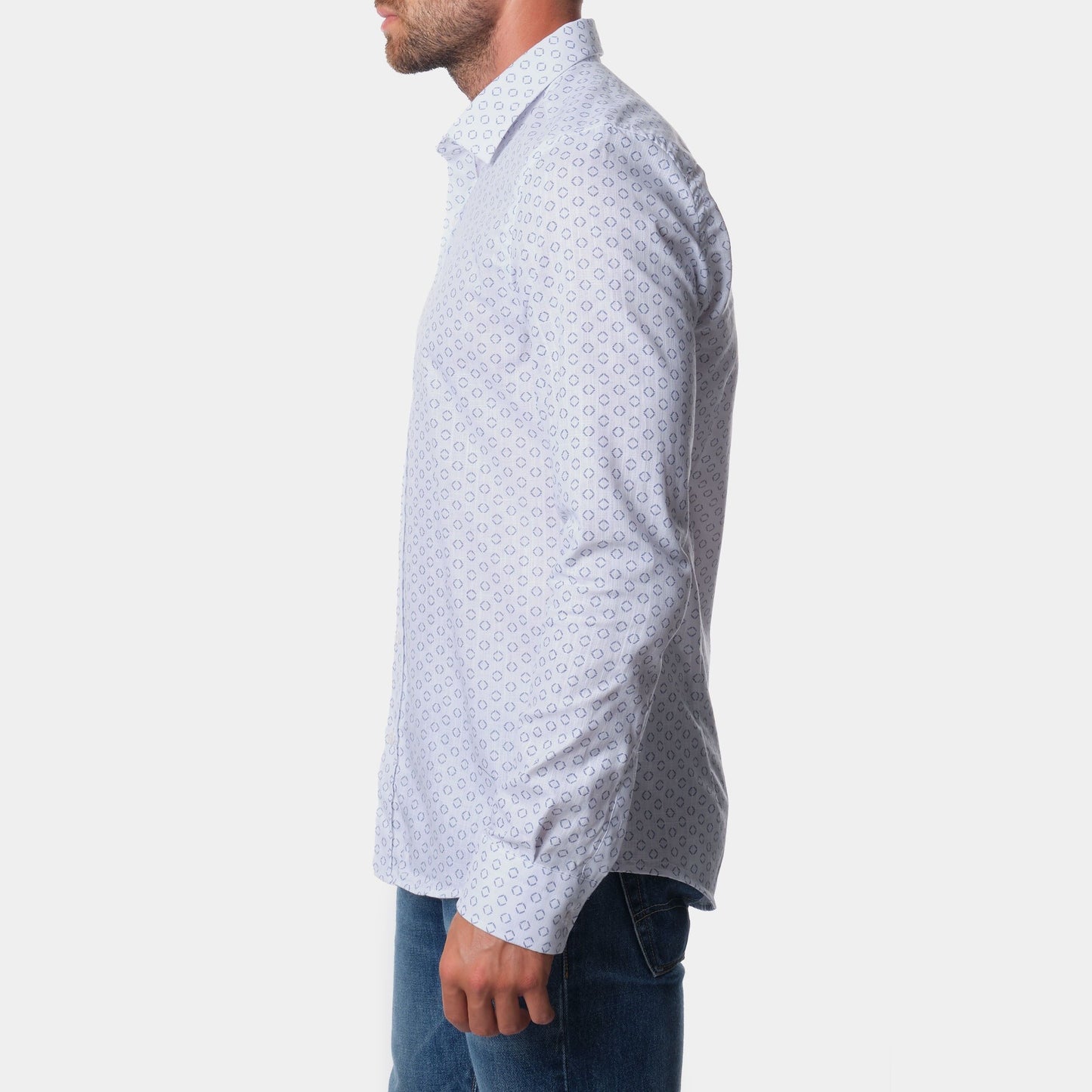 Camicia uomo stampata in cotone con colletto francese