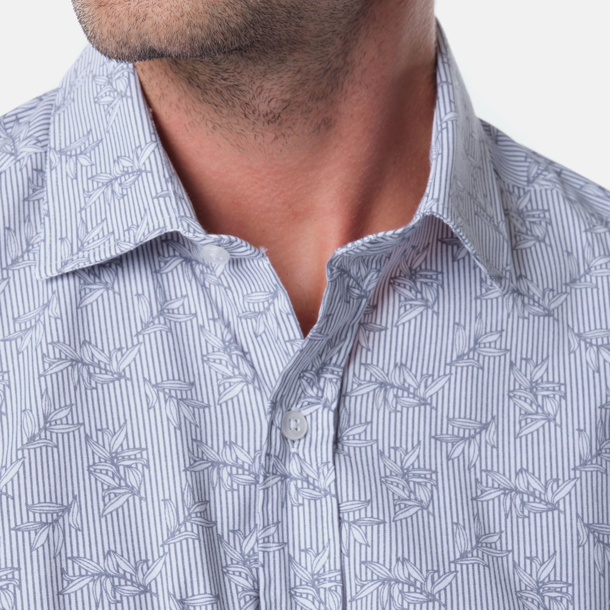 Camicia uomo stampata a maniche lunghe con colletto francese