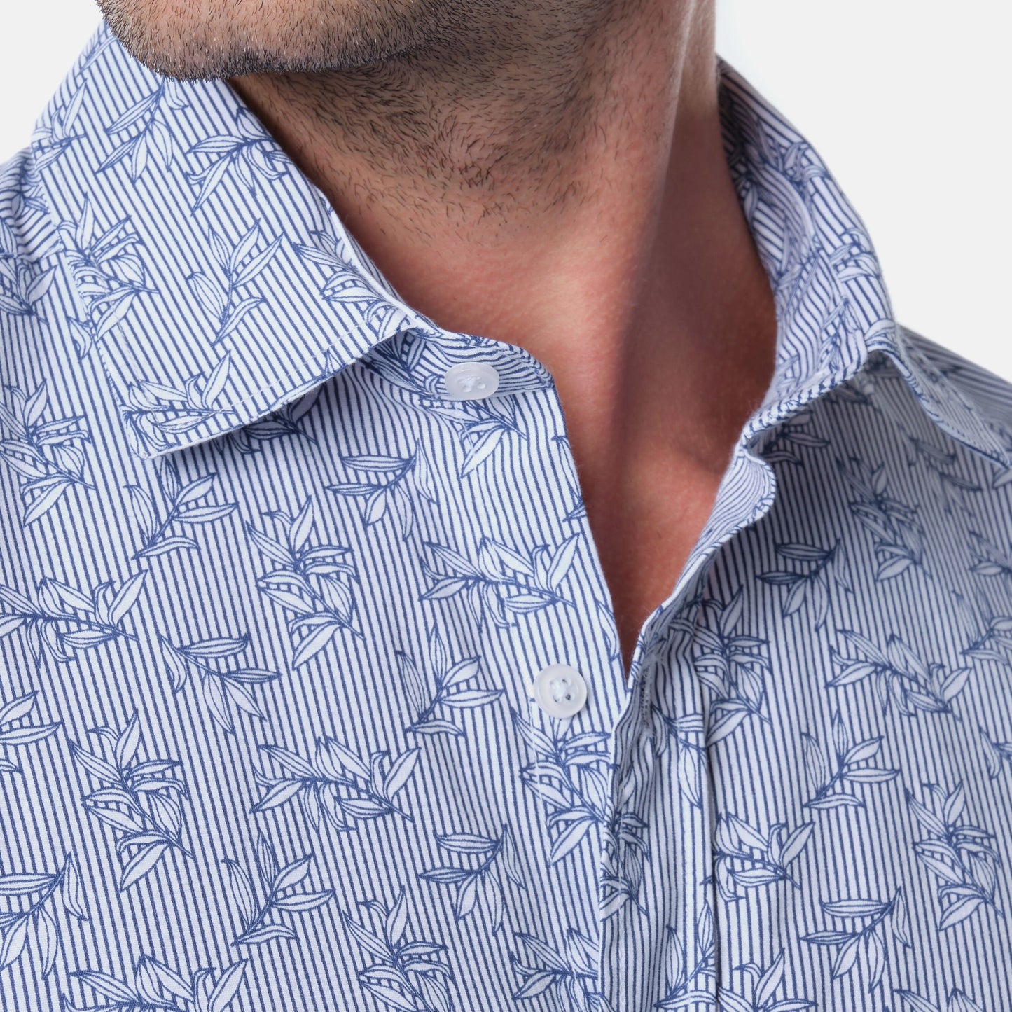 Camicia uomo stampata a maniche lunghe con colletto francese
