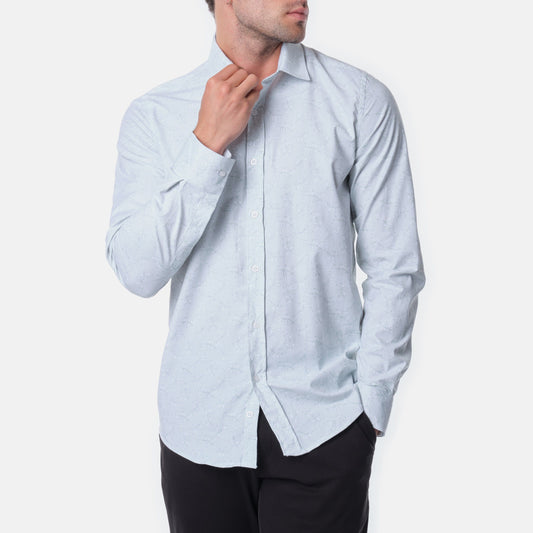Camicia uomo stampata a maniche lunghe con colletto francese