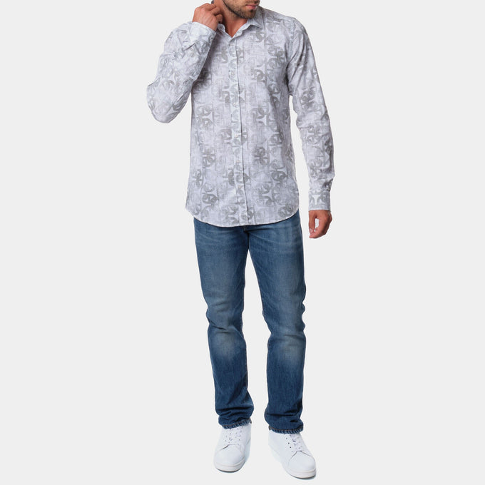 Camicia stampata in cotone da uomo