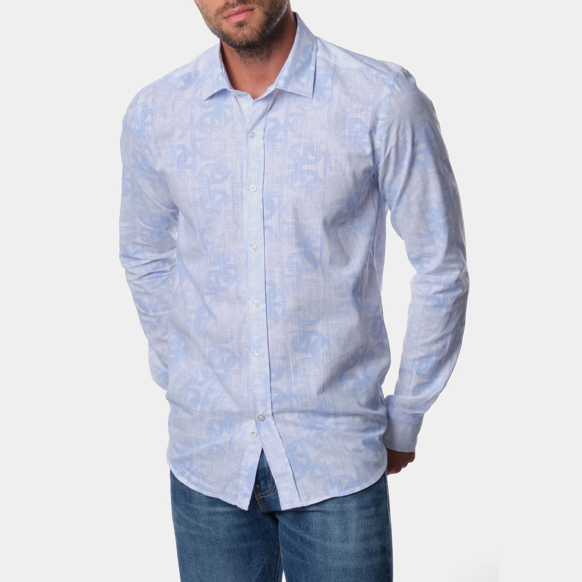Camicia uomo stampata in cotone