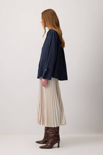 Camicia corta in popeline con maxi polsini