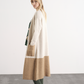 Cardigan lungo in maglia bicolore con tasche
