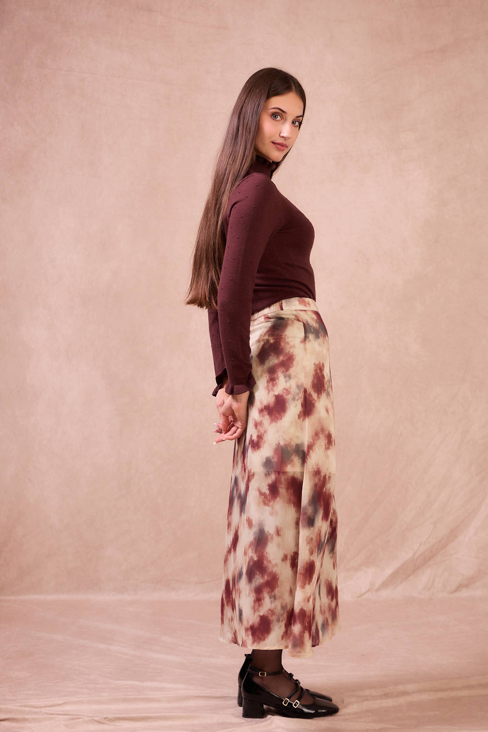 Gonna midi tie-dye con bottoni Josette