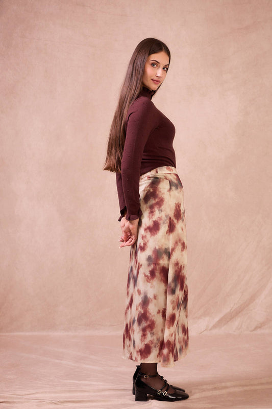 Gonna midi tie-dye con bottoni Josette