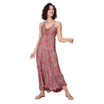 Abito lungo estivo boho senza maniche con scollo a V