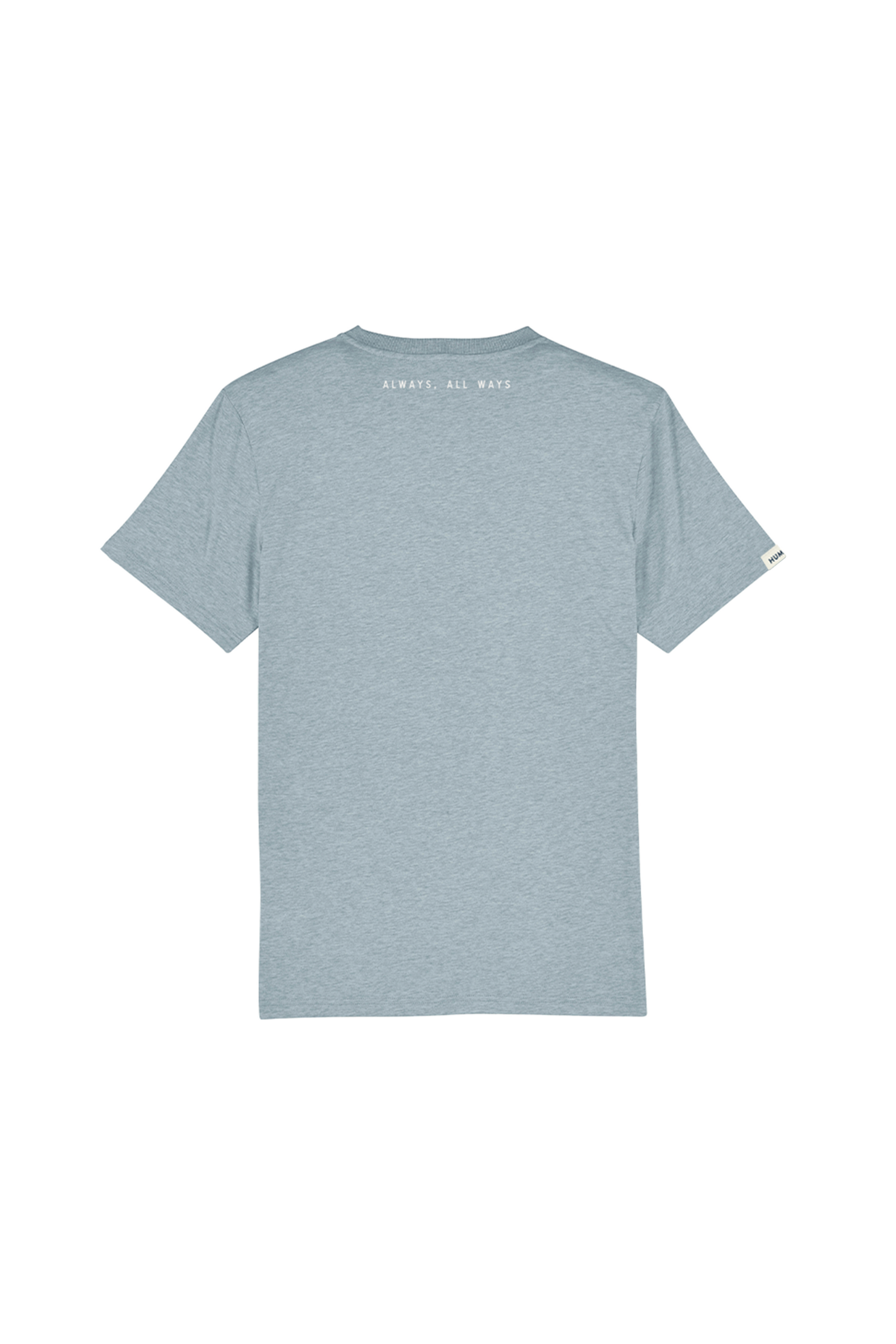 T-shirt blu in cotone biologico con stampa minimal