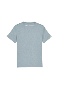 T-shirt blu in cotone biologico con stampa minimal