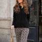 Pantaloni in maglia animalier a gamba ampia