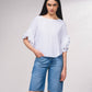 Blusa fluida con maniche a volant plissé