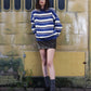 Maglione a righe blu brillante in cotone organico