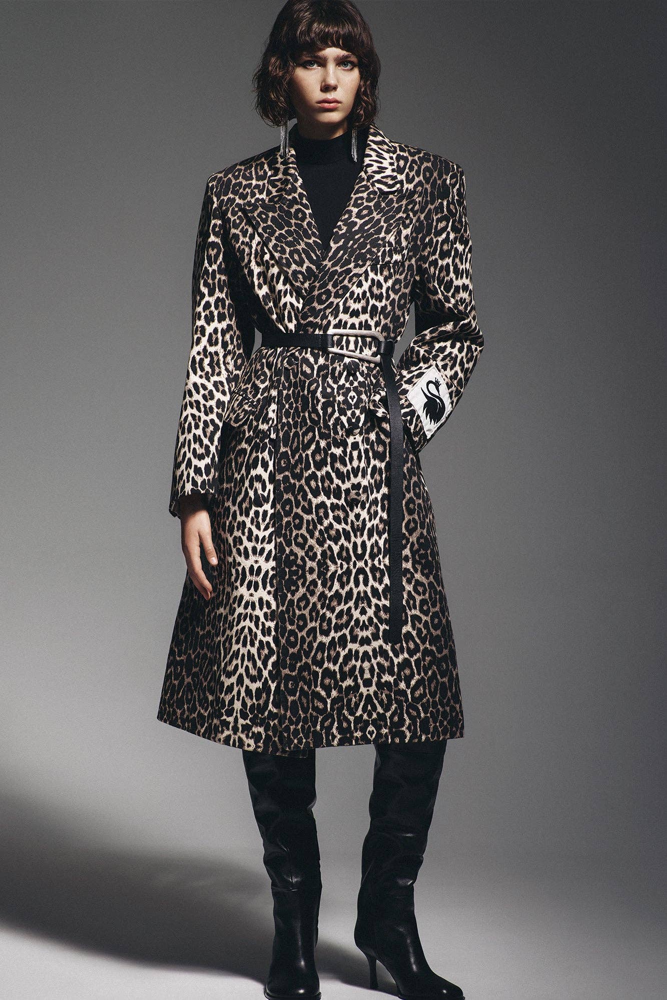 Cappotto lungo leopardato in cotone