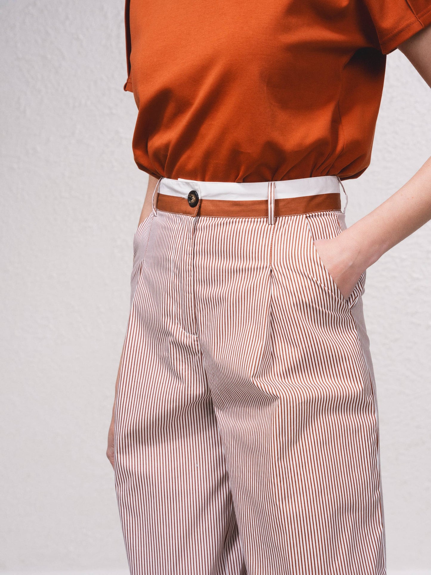 Pantaloni palazzo a righe in cotone