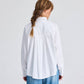 Camicia Bianca in Popeline di Cotone Biologico con Maniche Raglan