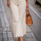 Pantaloni cropped in cotone con orlo smerlato effetto ricamato