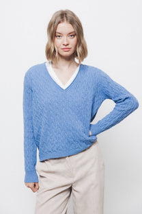 Maglione in maglia strutturata con scollo a V