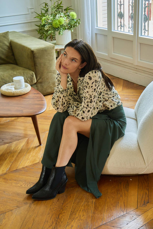 Gonna midi JALIA in Tencel verde