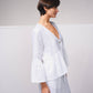 Blusa ampia in lino con scollo a V