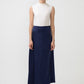Gonna svasata lunga in raso blu navy