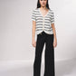 Cardigan a righe in maglia con bottoni dorati