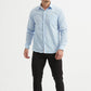 Camicia azzurra comfort a quadri tartan easy iron