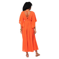 Abito lungo estivo boho in cotone con scollo a V e maniche ampie