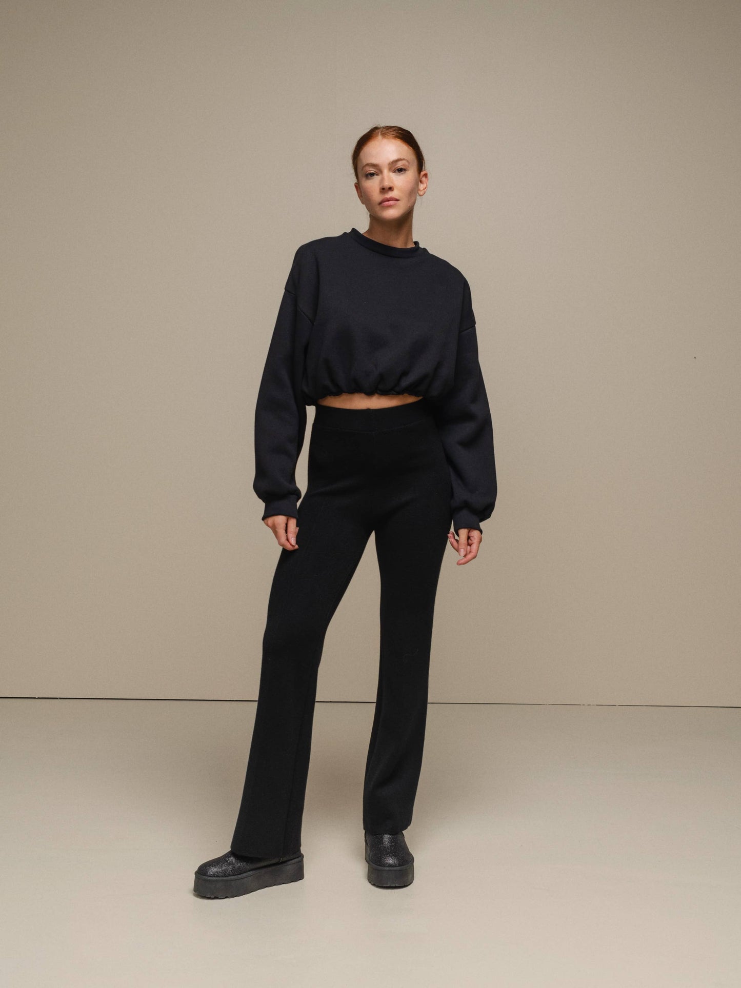 Felpa cropped oversize in misto cotone
