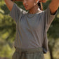 T-shirt boxy in cotone riciclato grigio mélange