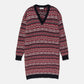 Abito in maglia jacquard con scollo a V