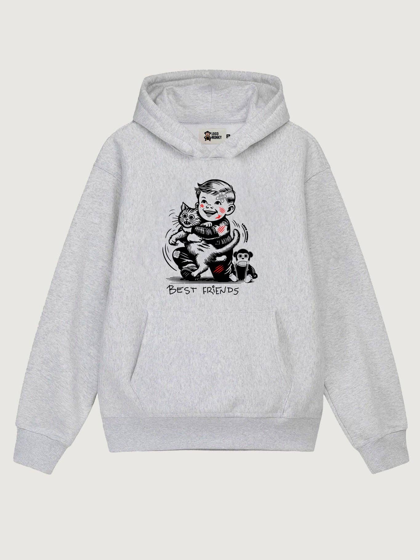 Felpa con cappuccio unisex Best Friends grigio mélange