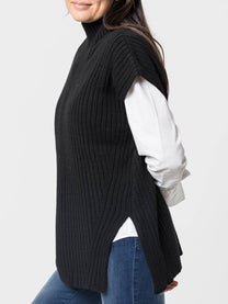 Gilet in maglia a coste con collo alto