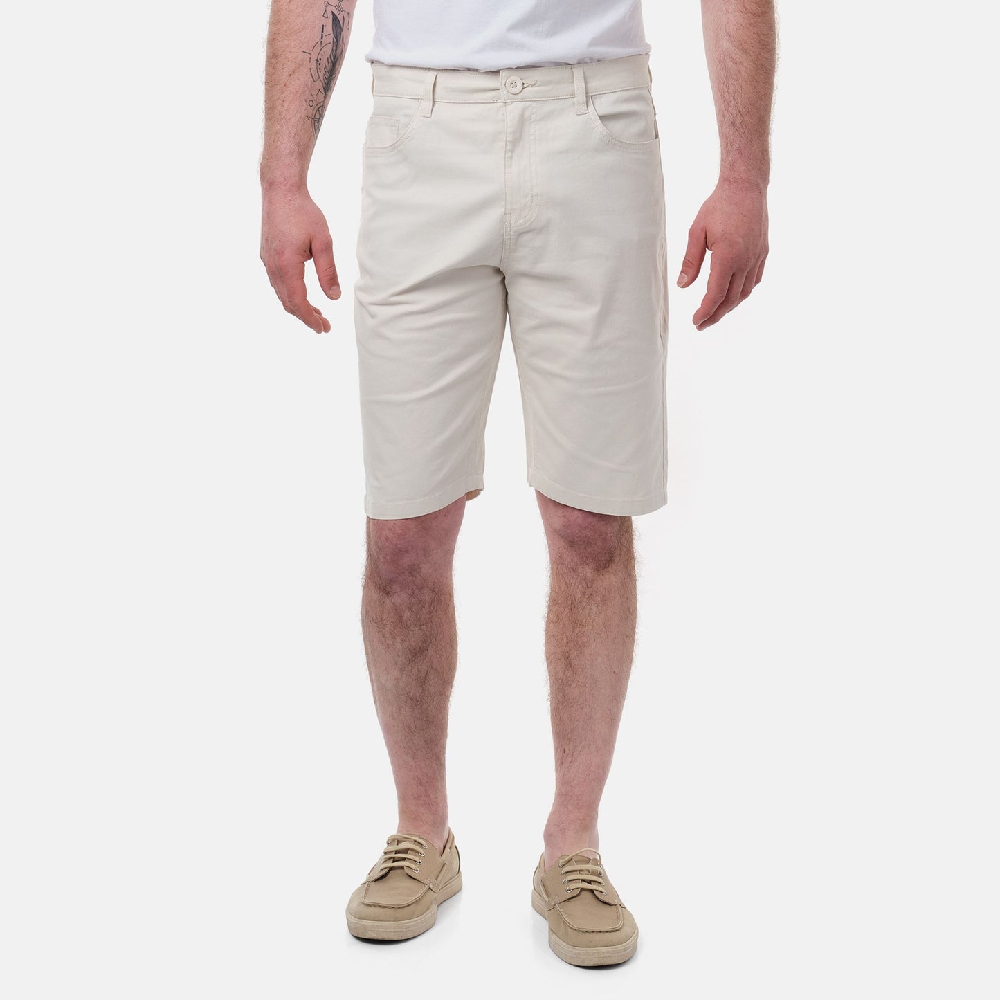 Bermuda uomo 5 tasche ecru in cotone stretch