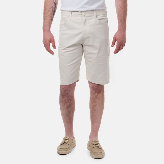 Bermuda uomo 5 tasche ecru in cotone stretch