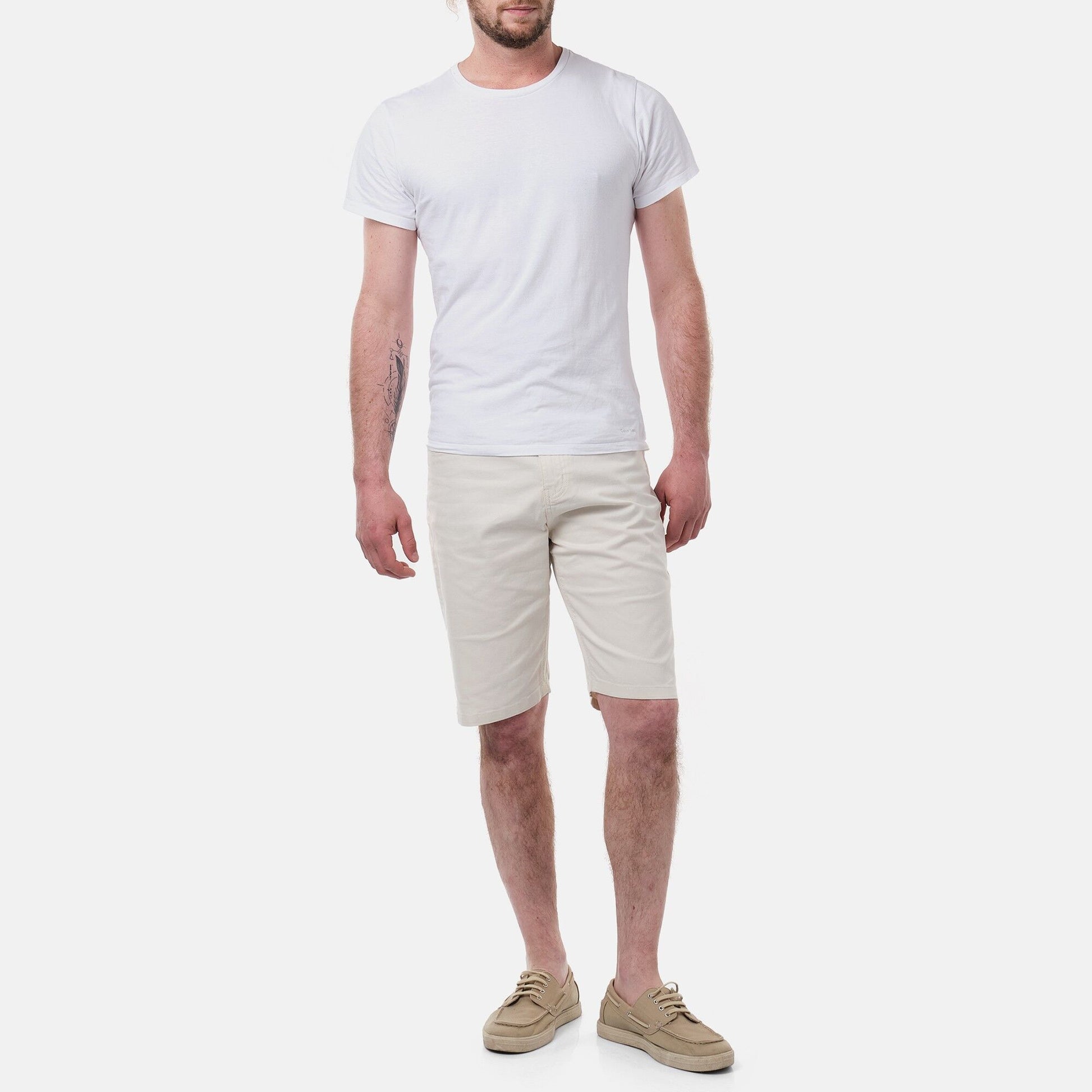 Bermuda uomo 5 tasche ecru in cotone stretch