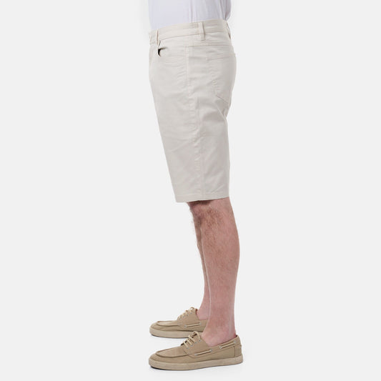 Bermuda uomo 5 tasche ecru in cotone stretch