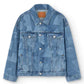 Giacca corta in denim con incisione laser