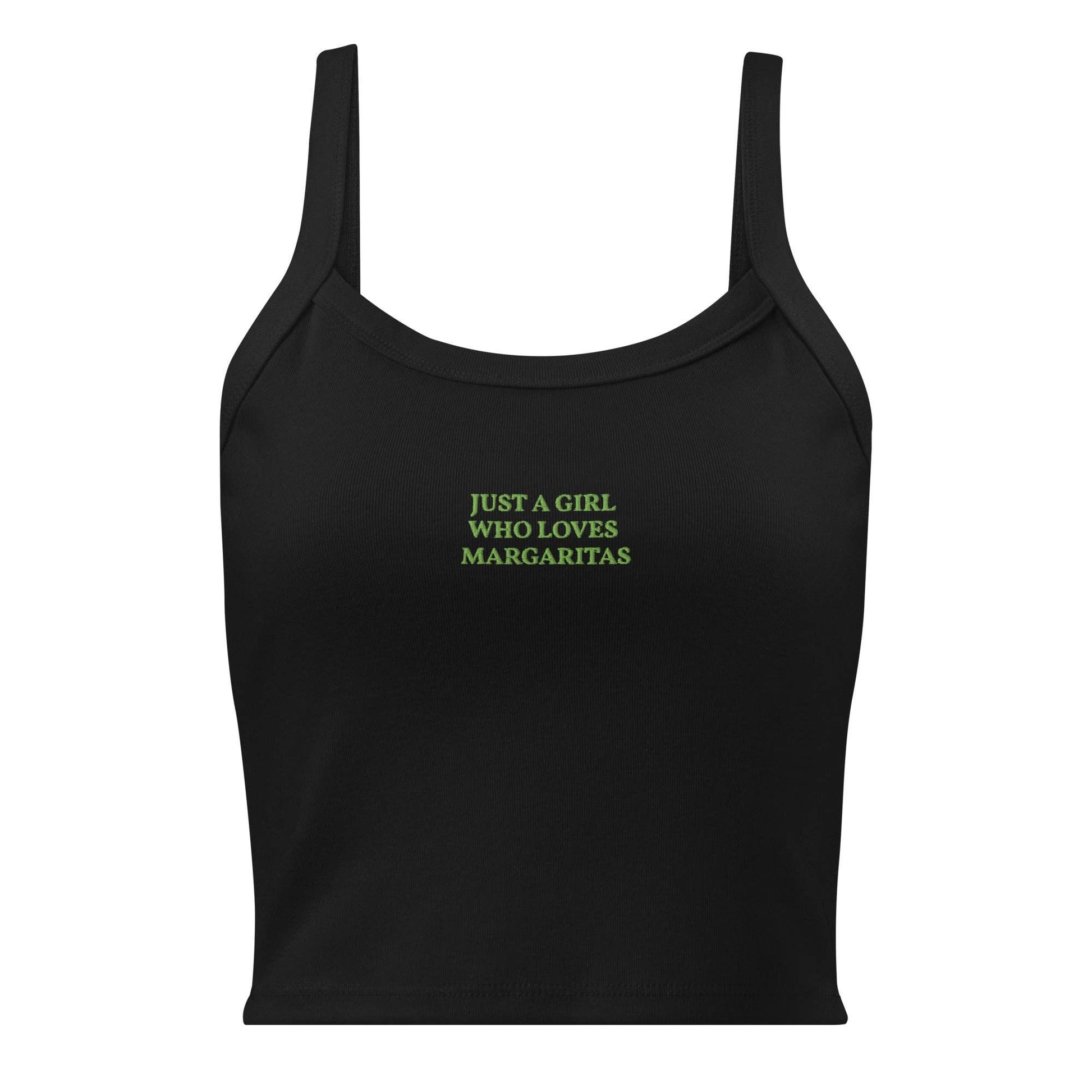 Canotta a costine ricamata “Just a Girl Who Loves Margaritas”
