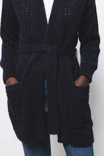 Cardigan in maglia strutturata con cintura