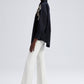 Camicia oversize nera ricamata con bottoni