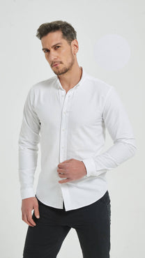 Camicia Oxford Bianca in Cotone con Colletto Button-Down