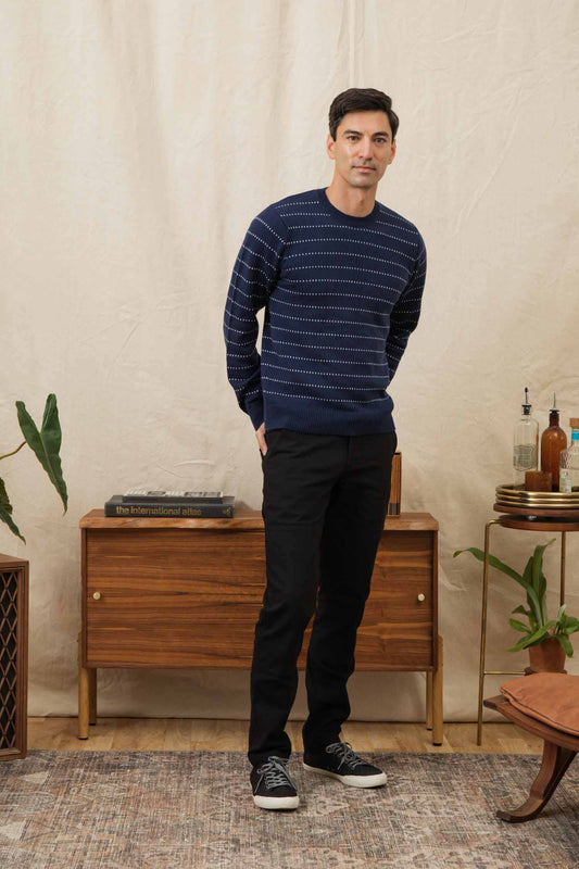 Maglione Orson a righe puntinate blu navy