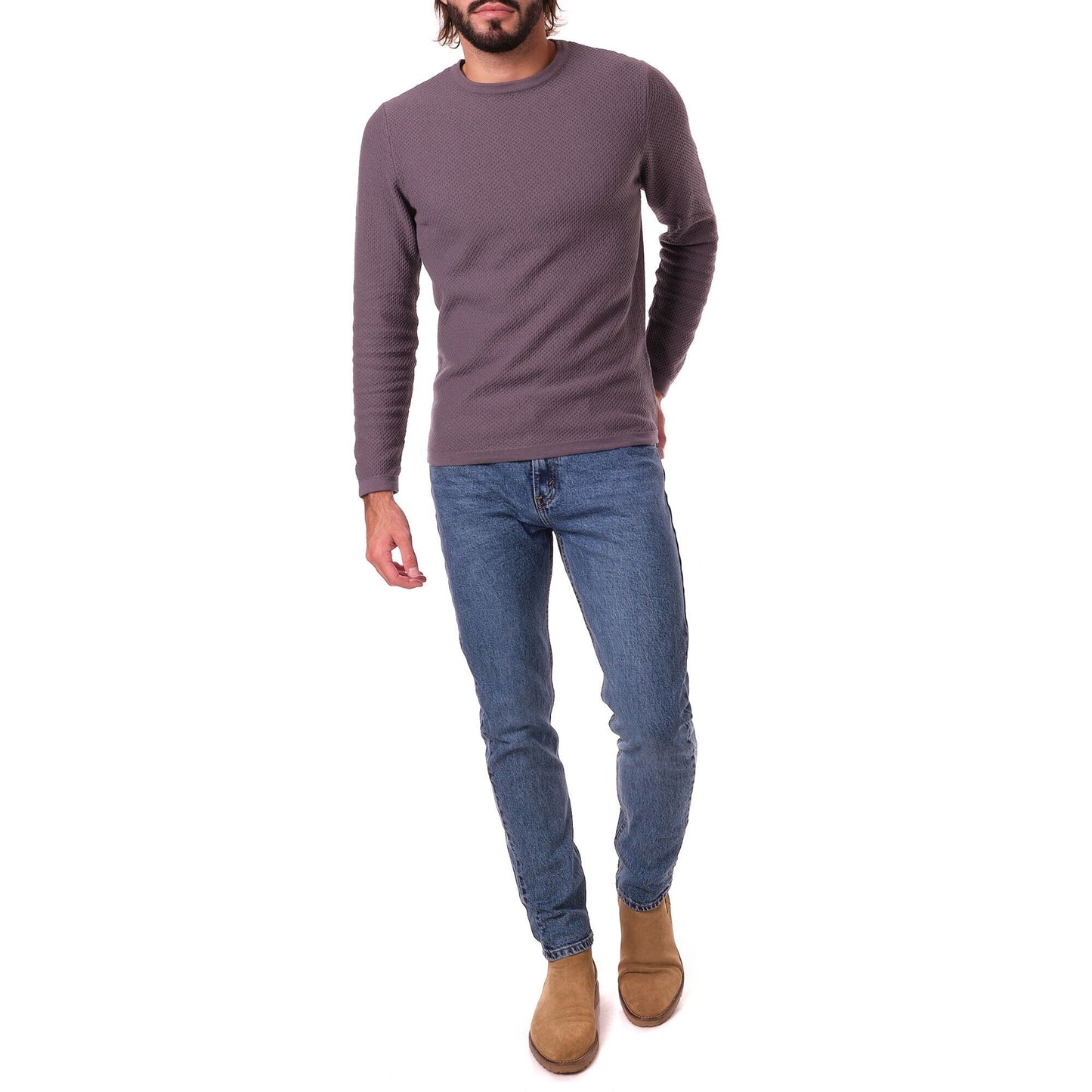 Maglione uomo girocollo in cotone antracite Gohan