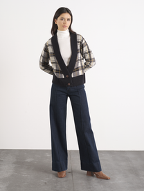 Cardigan in maglia a quadri con bottoni