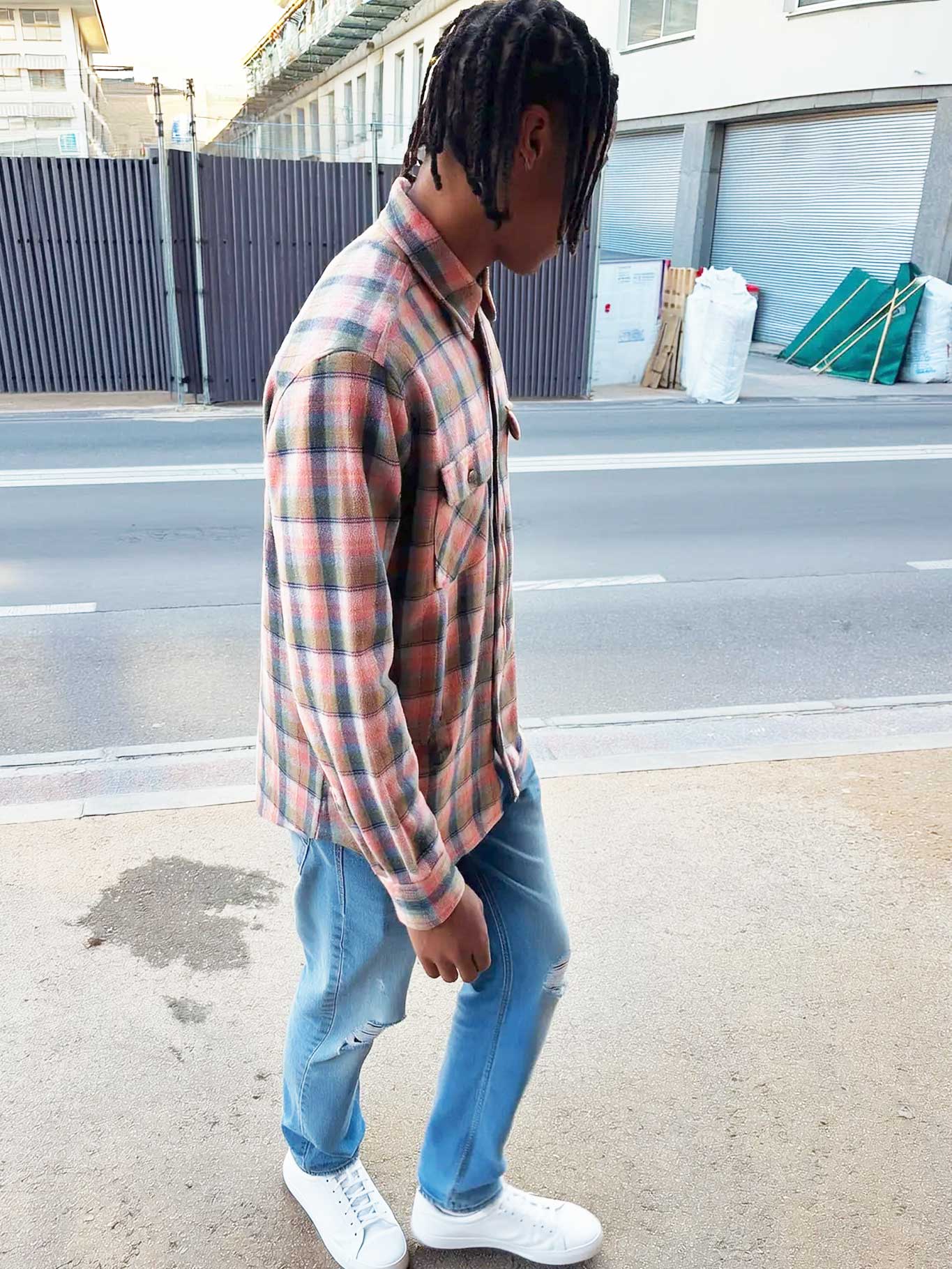Camicia di flanella a quadri da uomo Chop Plaid rosa