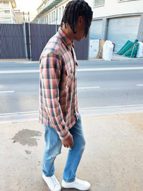 Camicia di flanella a quadri da uomo Chop Plaid rosa